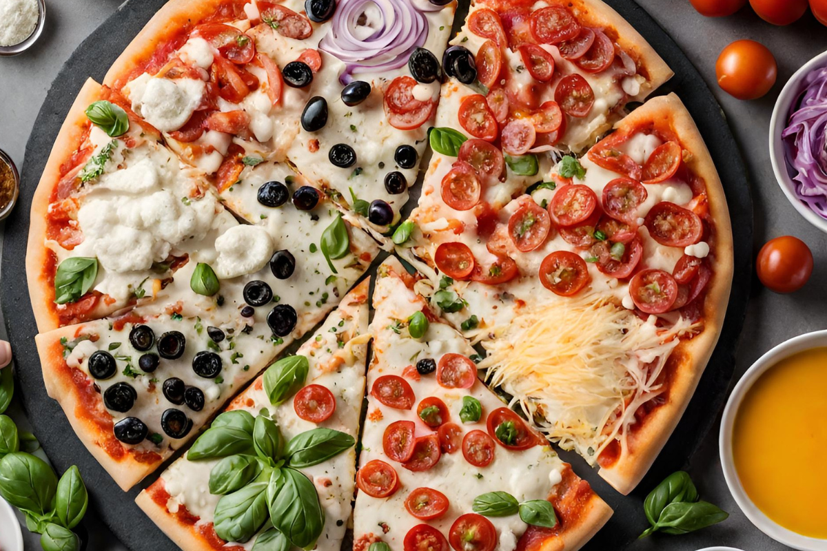  A feast for the eyes (and the stomach) with an assortment of pizzas in various shapes, sizes, and toppings.