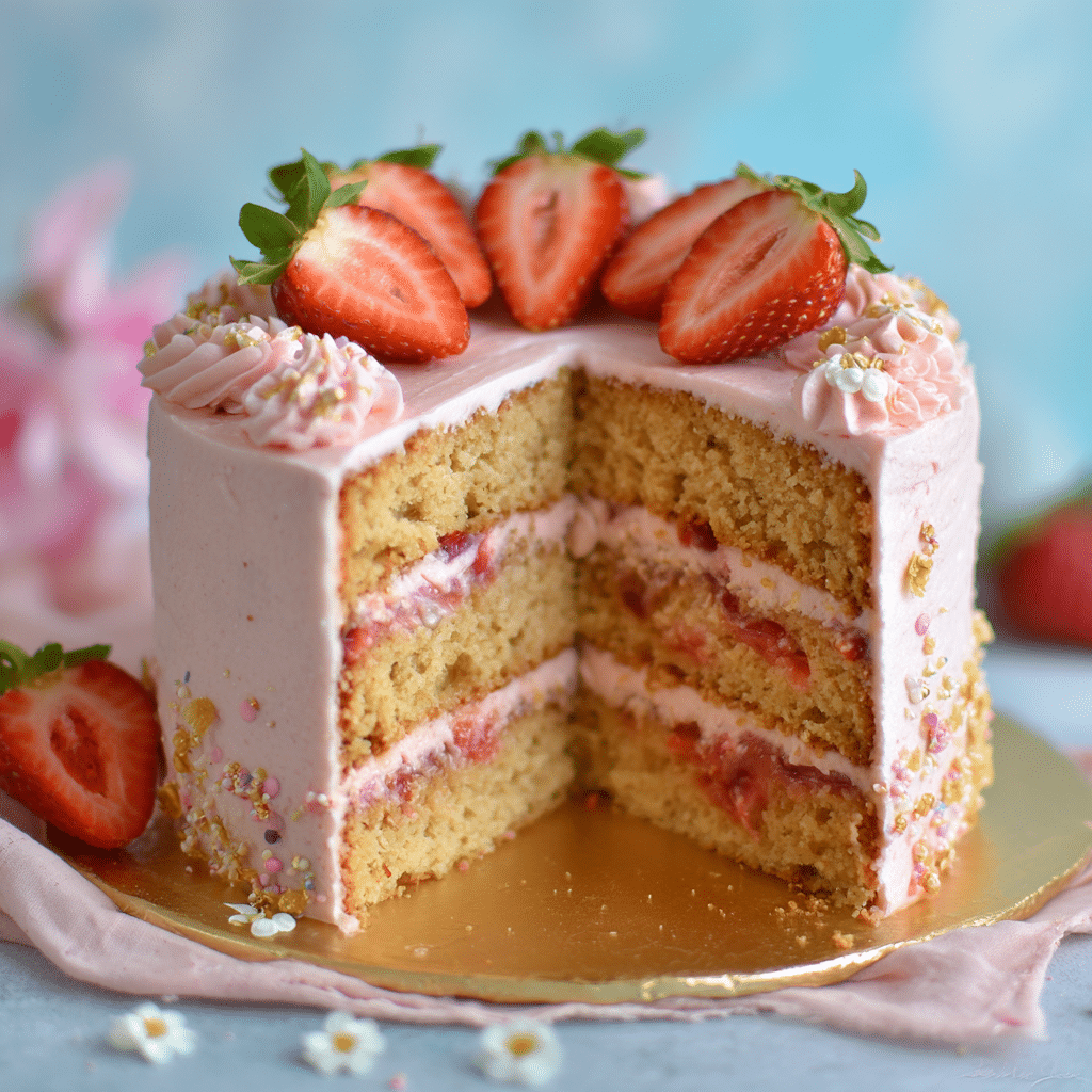 Fresh Strawberry Cake Recipe - Recipe Image