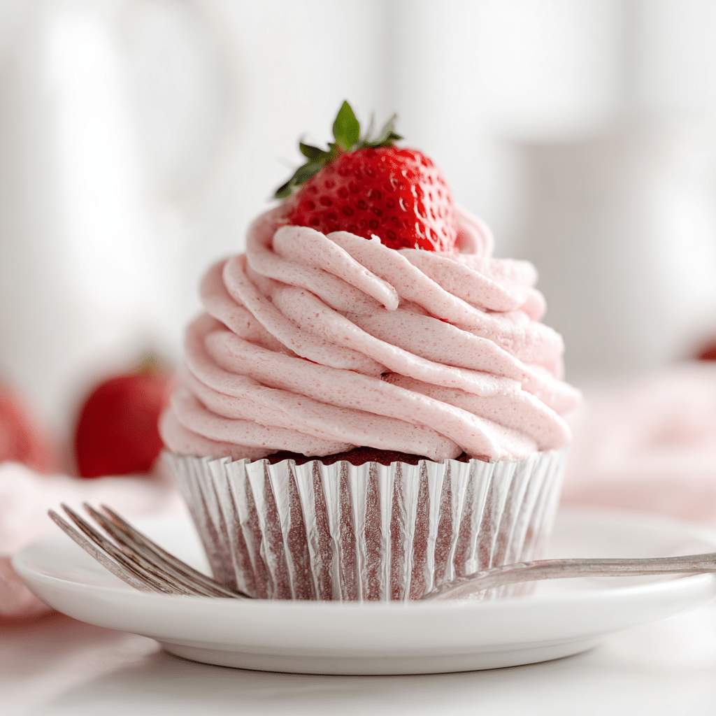 Strawberry Buttercream Frosting for Cakes & Cupcakes Recipe - Recipe Image