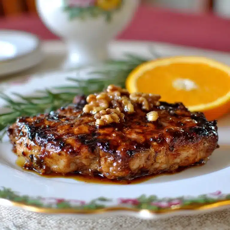 Pan-Seared Piri Piri Pork Chops with Orange Honey Walnut Glaze