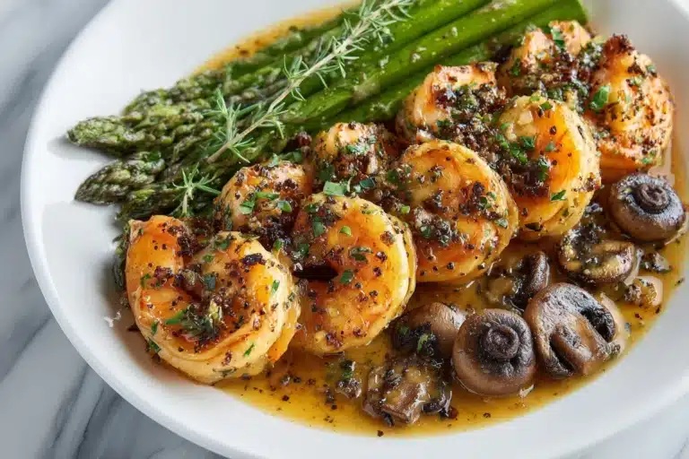 Garlic Butter Shrimp with Asparagus and Mushrooms Recipe