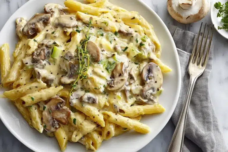 Baked Penne with Leeks and Mushrooms Recipe
