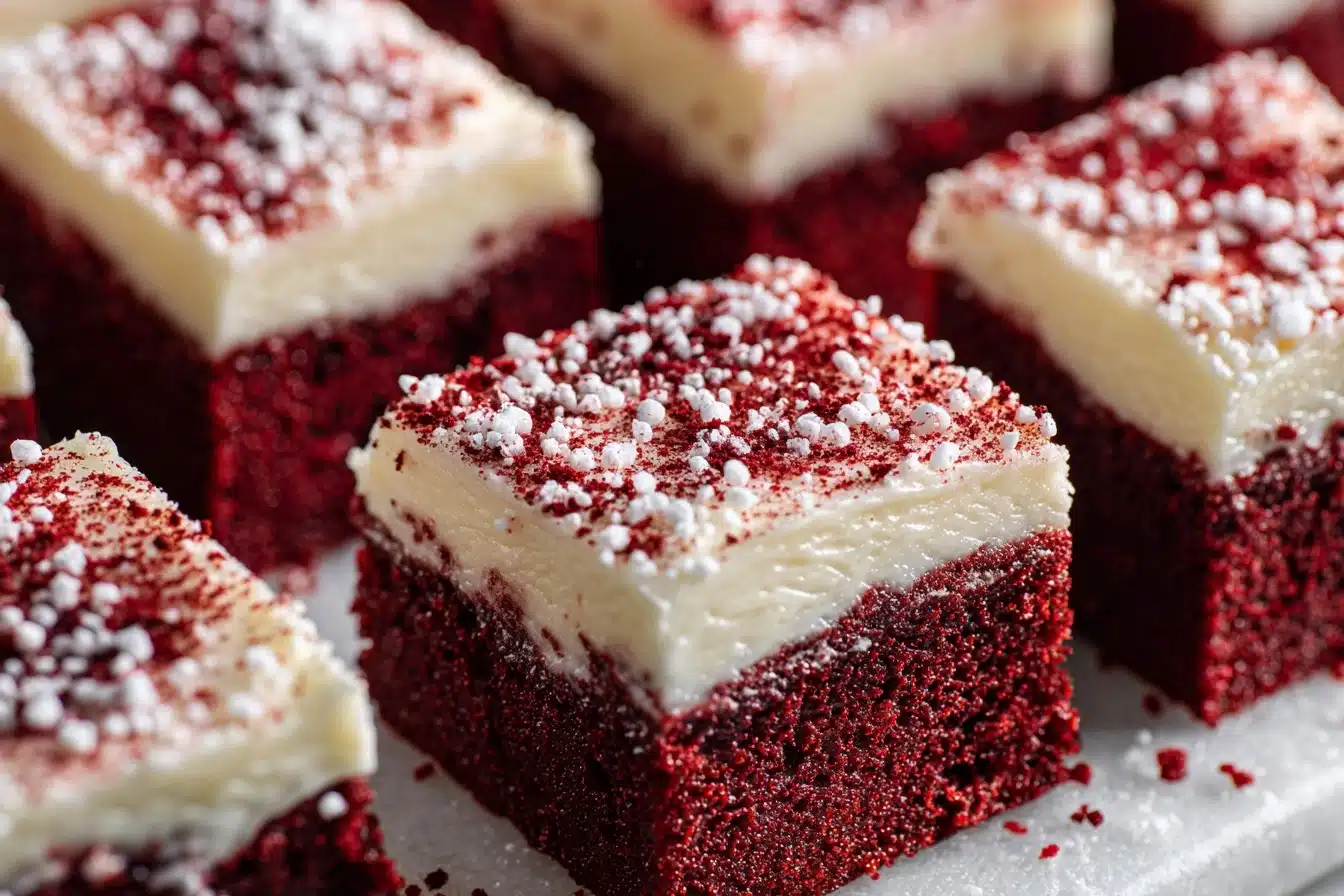 Red Velvet Bars with Cream Cheese Frosting Recipe - Recipe Image