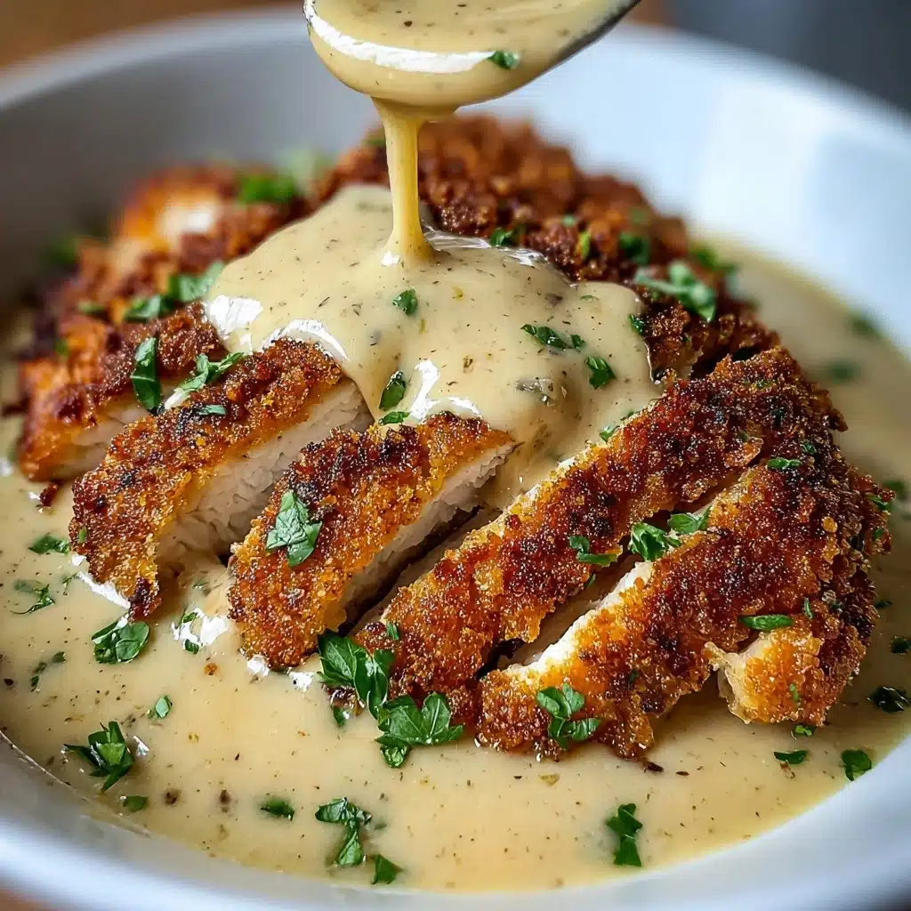 Parmesan Crusted Chicken with Creamy Garlic Sauce Recipe - Recipe Image