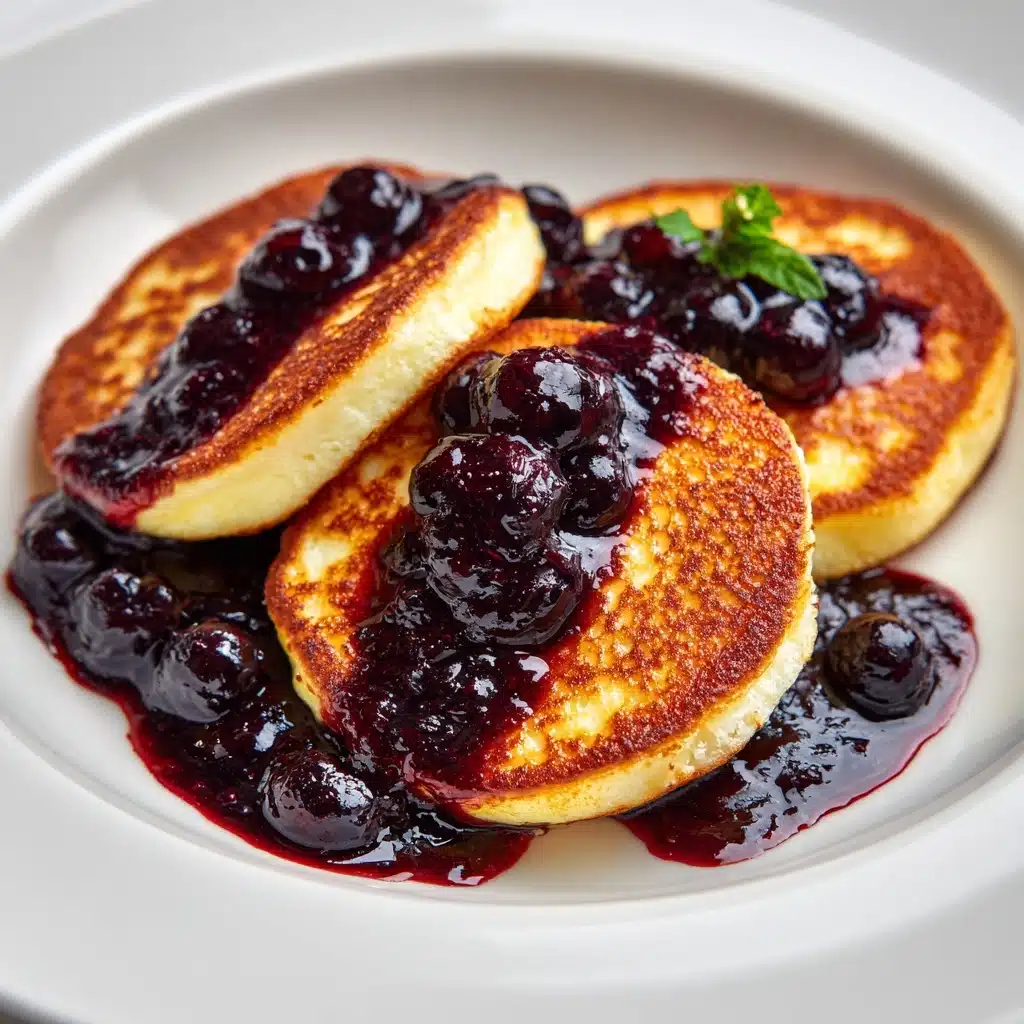 Whipped Ricotta Pancakes with Blueberry Compote Recipe - Recipe Image