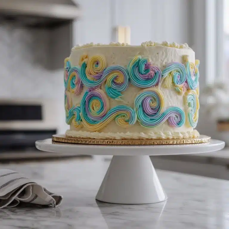 White Velvet Cake with Vintage Piping Recipe