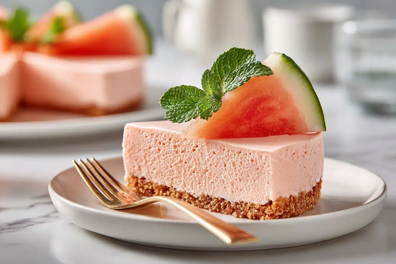 No‑Bake Watermelon Cheesecake Recipe - Recipe Image