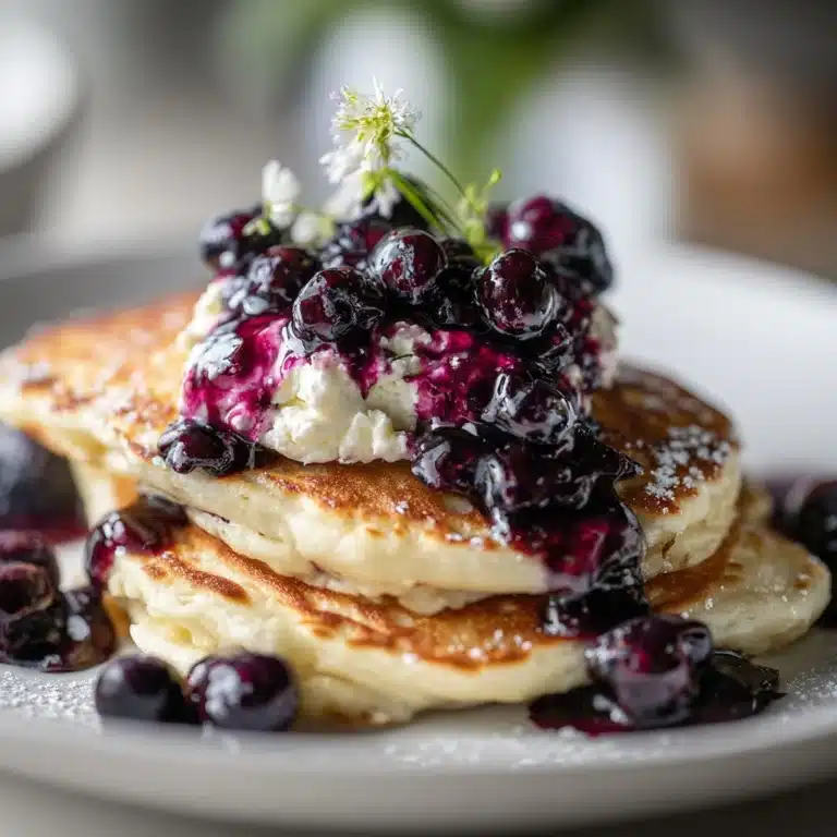 Whipped Ricotta Pancakes with Blueberry Compote Recipe