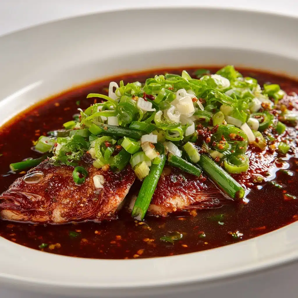 Braised Fish in Spicy Garlic Sauce with Spring Onion Finish