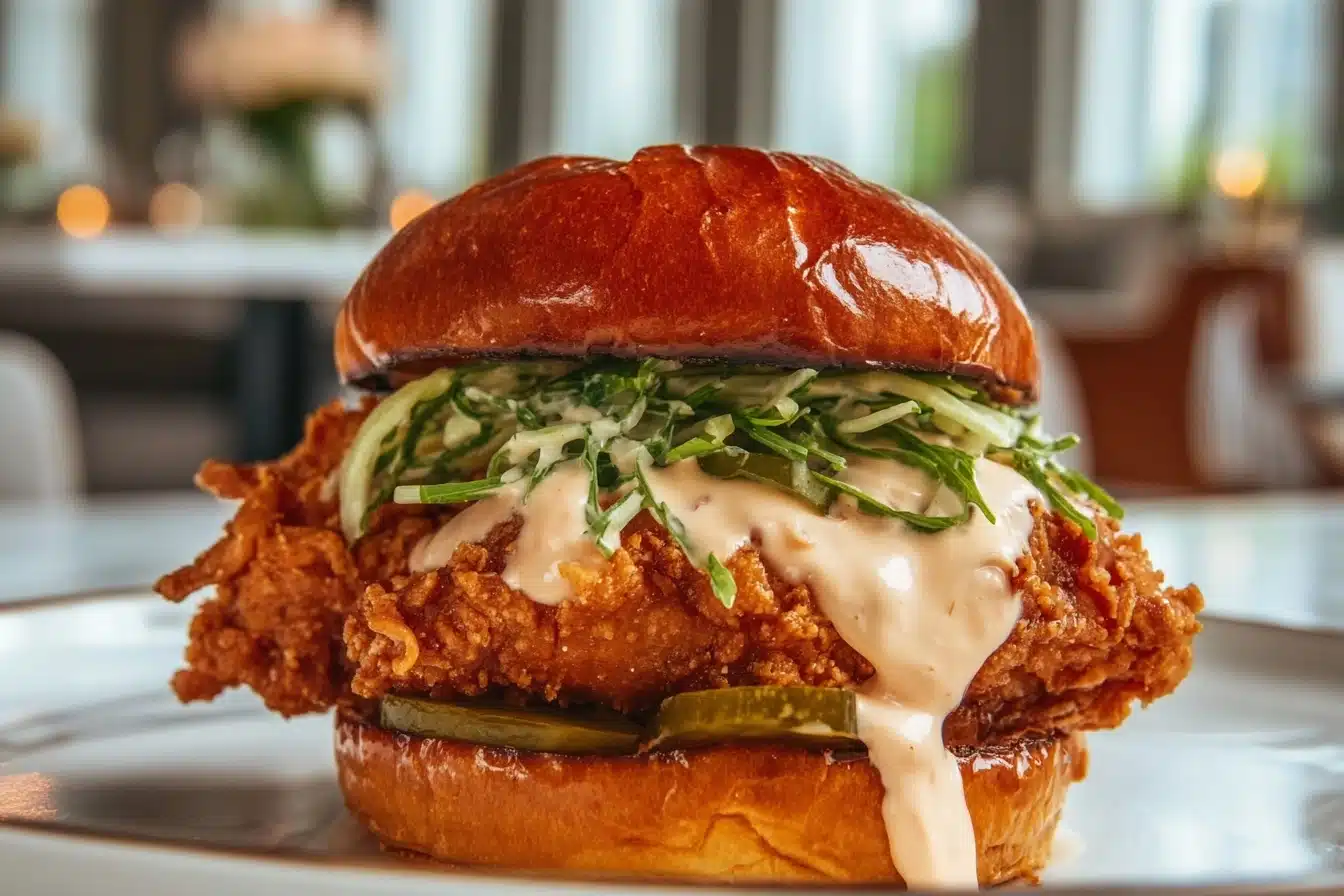 Crispy Chicken Sandwich with Garlic Mayo Recipe - Recipe Image