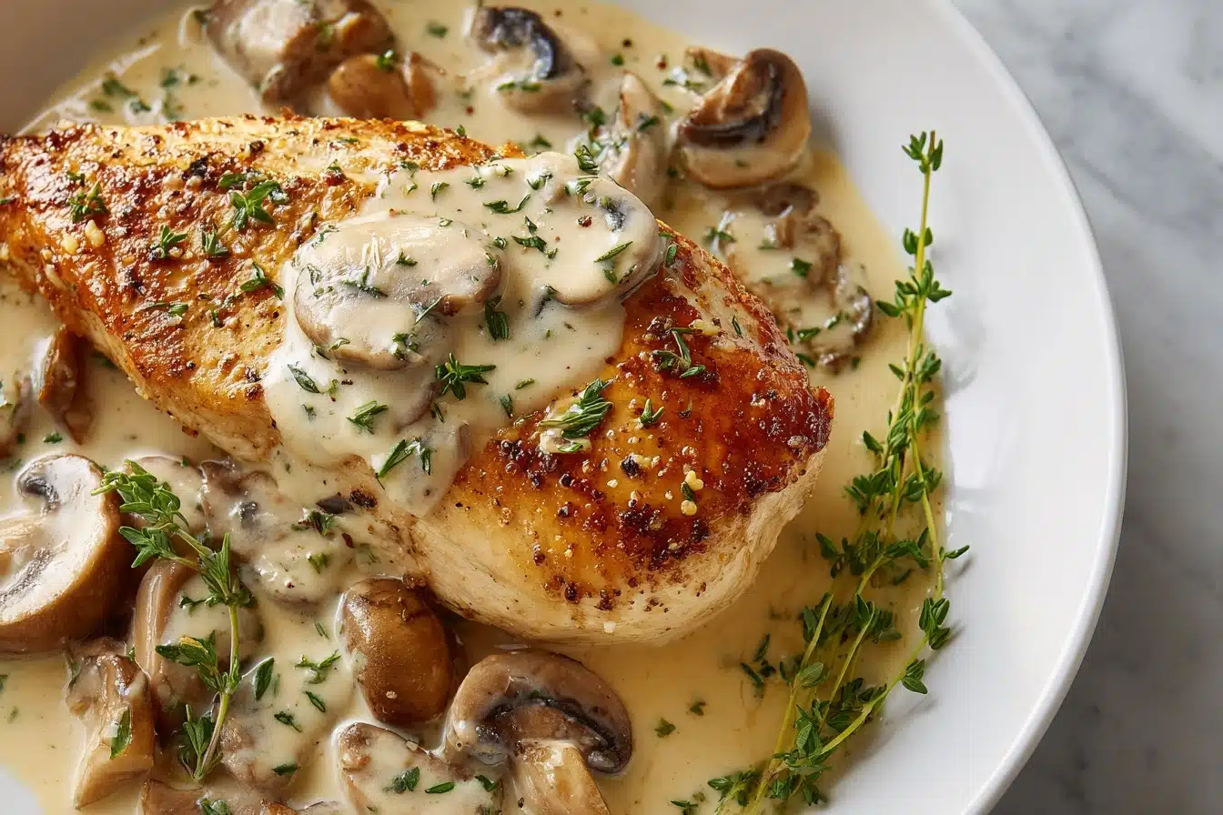 One-Pan Mushroom Asiago Chicken Recipe - Recipe Image