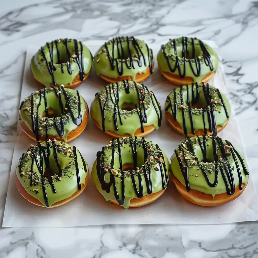 Pistachio Cream Donuts with Chocolate Drizzle Recipe - Recipe Image
